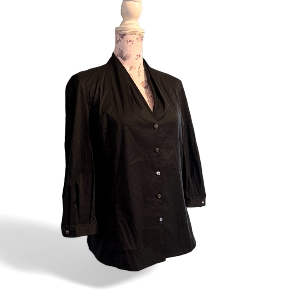 Vintage Talbots Black Button Blouse - Picture 2 of 4